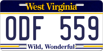 WV license plate ODF559