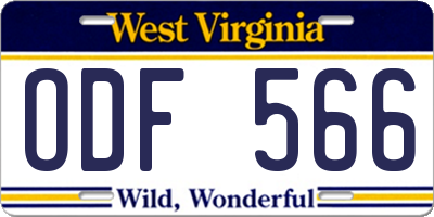 WV license plate ODF566