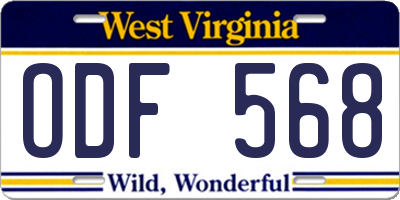 WV license plate ODF568