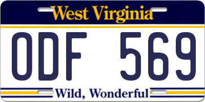 WV license plate ODF569