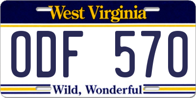 WV license plate ODF570