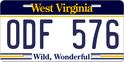 WV license plate ODF576