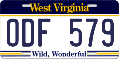 WV license plate ODF579