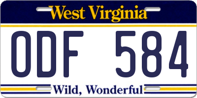 WV license plate ODF584