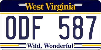 WV license plate ODF587