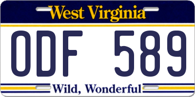 WV license plate ODF589
