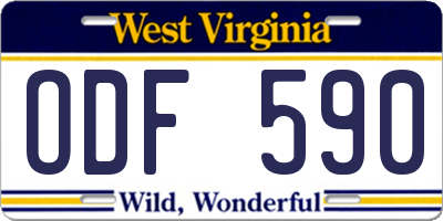 WV license plate ODF590