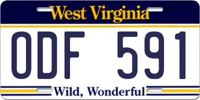 WV license plate ODF591