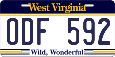WV license plate ODF592