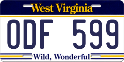 WV license plate ODF599
