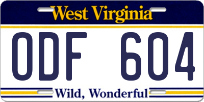 WV license plate ODF604
