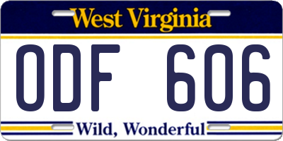 WV license plate ODF606