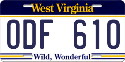 WV license plate ODF610
