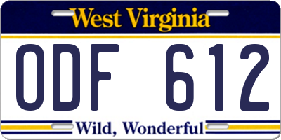 WV license plate ODF612