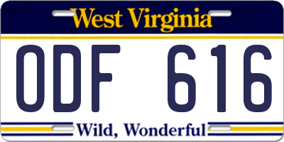 WV license plate ODF616