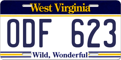 WV license plate ODF623