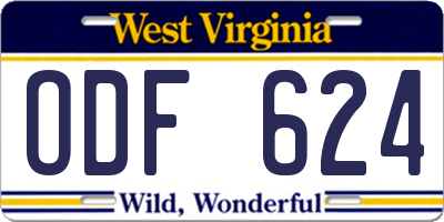 WV license plate ODF624