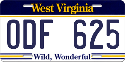 WV license plate ODF625