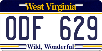 WV license plate ODF629