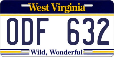 WV license plate ODF632