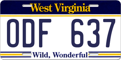 WV license plate ODF637