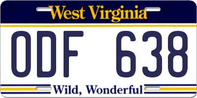 WV license plate ODF638