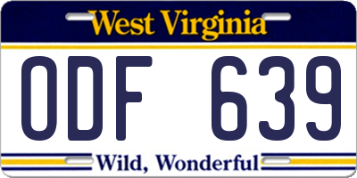 WV license plate ODF639
