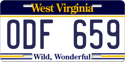 WV license plate ODF659