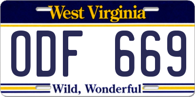 WV license plate ODF669