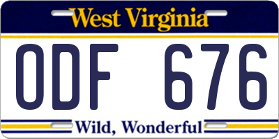 WV license plate ODF676