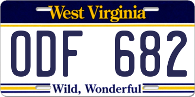 WV license plate ODF682