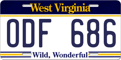 WV license plate ODF686
