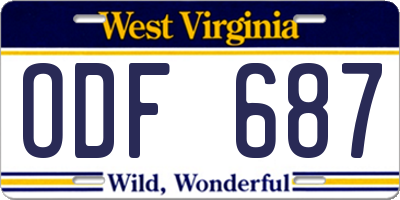 WV license plate ODF687
