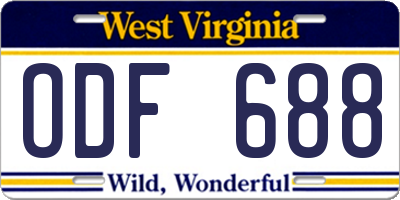 WV license plate ODF688
