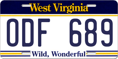 WV license plate ODF689
