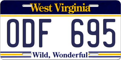 WV license plate ODF695