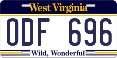 WV license plate ODF696