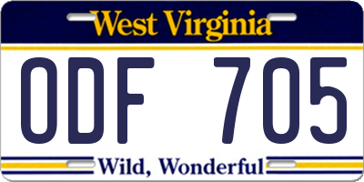 WV license plate ODF705