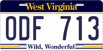 WV license plate ODF713