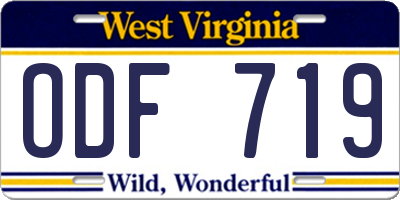 WV license plate ODF719