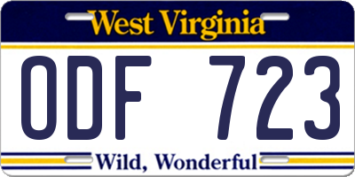 WV license plate ODF723