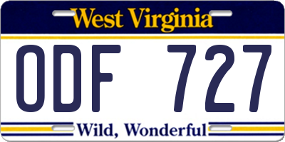 WV license plate ODF727
