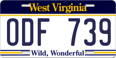 WV license plate ODF739