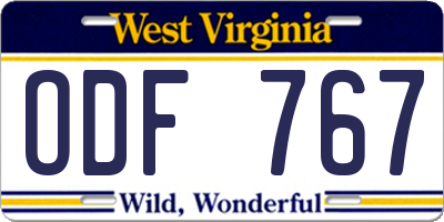 WV license plate ODF767