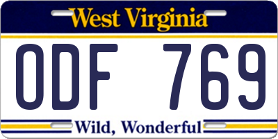 WV license plate ODF769
