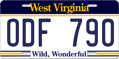 WV license plate ODF790