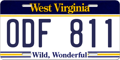 WV license plate ODF811
