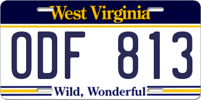 WV license plate ODF813