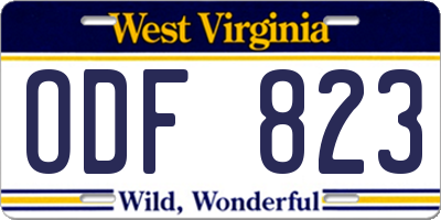 WV license plate ODF823