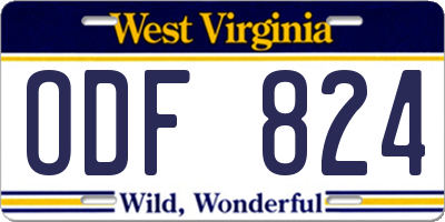 WV license plate ODF824